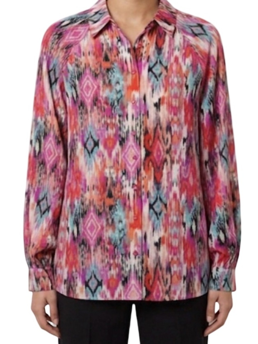 NEW Pleione Button Down Long Sleeve Colorful Blouse XL NWT